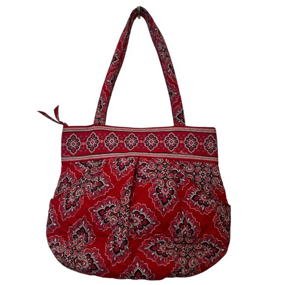 Vera Bradley Frankly Scarlet zippered tote in red/multicolor; retired pattern - Picture 1 of 15